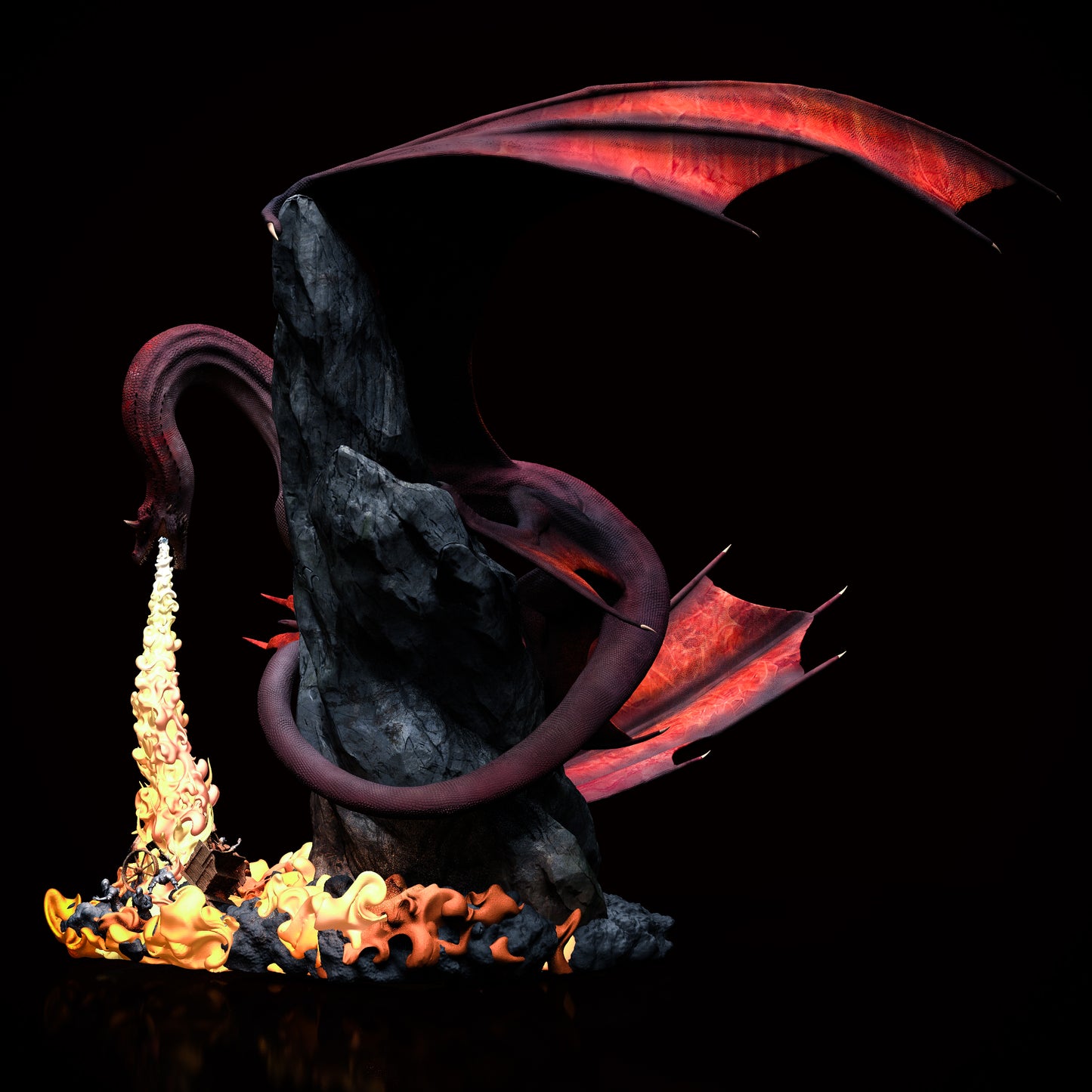 "The blood wyrm" - Figurine dragon rouge